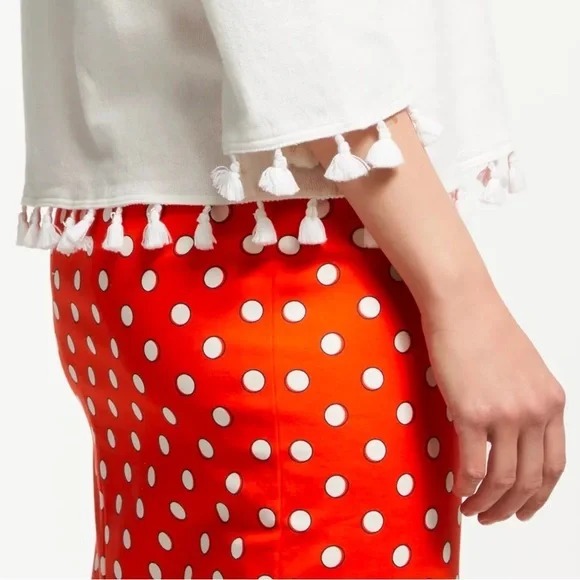 BODEN Blood Orange Polka Dot Richmond Pencil Skirt 14P 14 Petite High Waisted N - Picture 3 of 9
